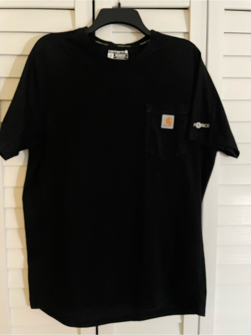 Men’s Carhartt (FORCE) Black Short Sleeve T-Shirt.  Size: Medium